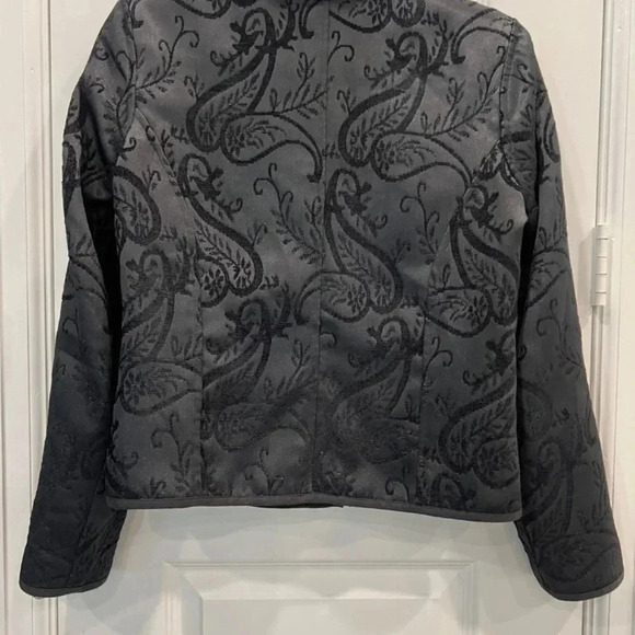 Christopher & Banks Reversible Blazer Size 10 Black Purple Print - Picture 7 of 10